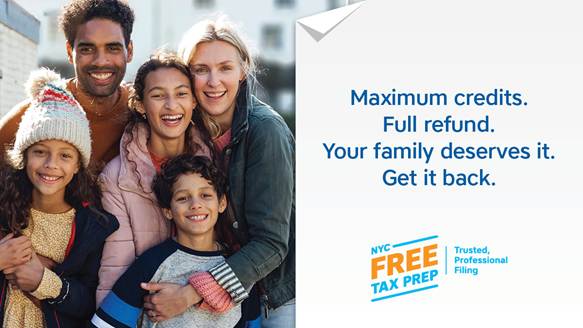 NYC family getting Free Tax Preparation Services